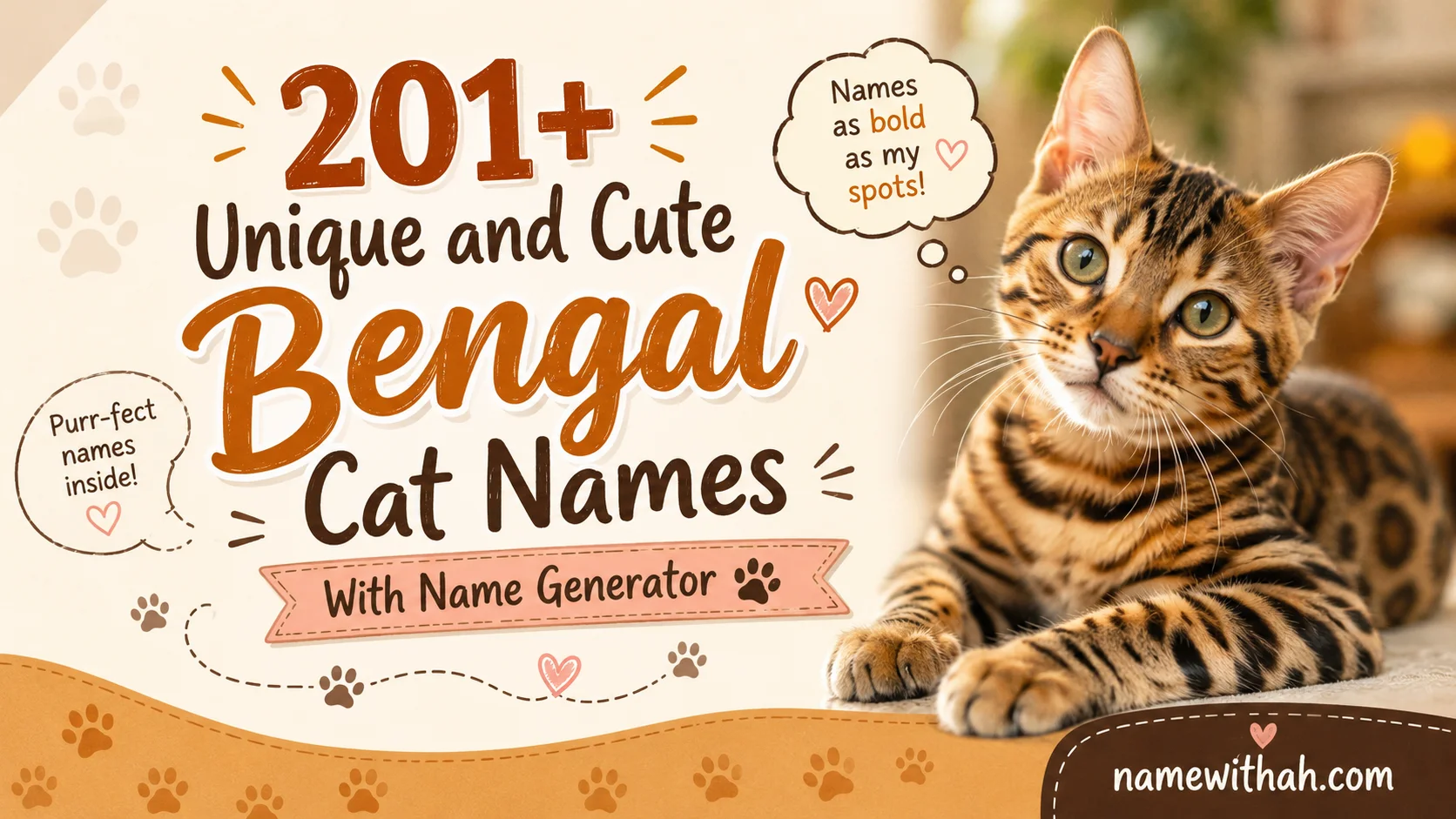Unique and Cute Bengal Cat Names With Name Generator