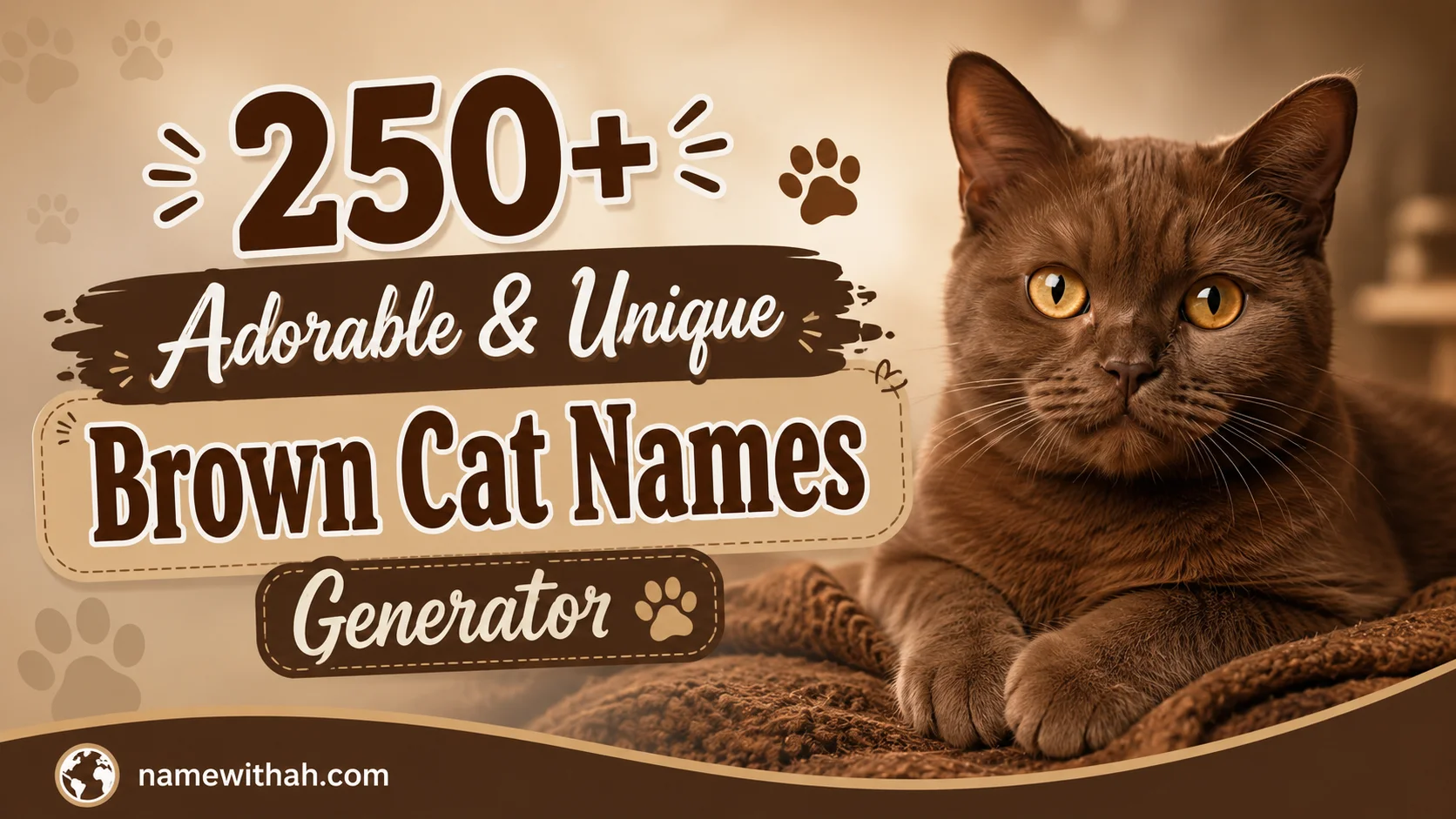Adorable & Unique Brown Cat Names Generator