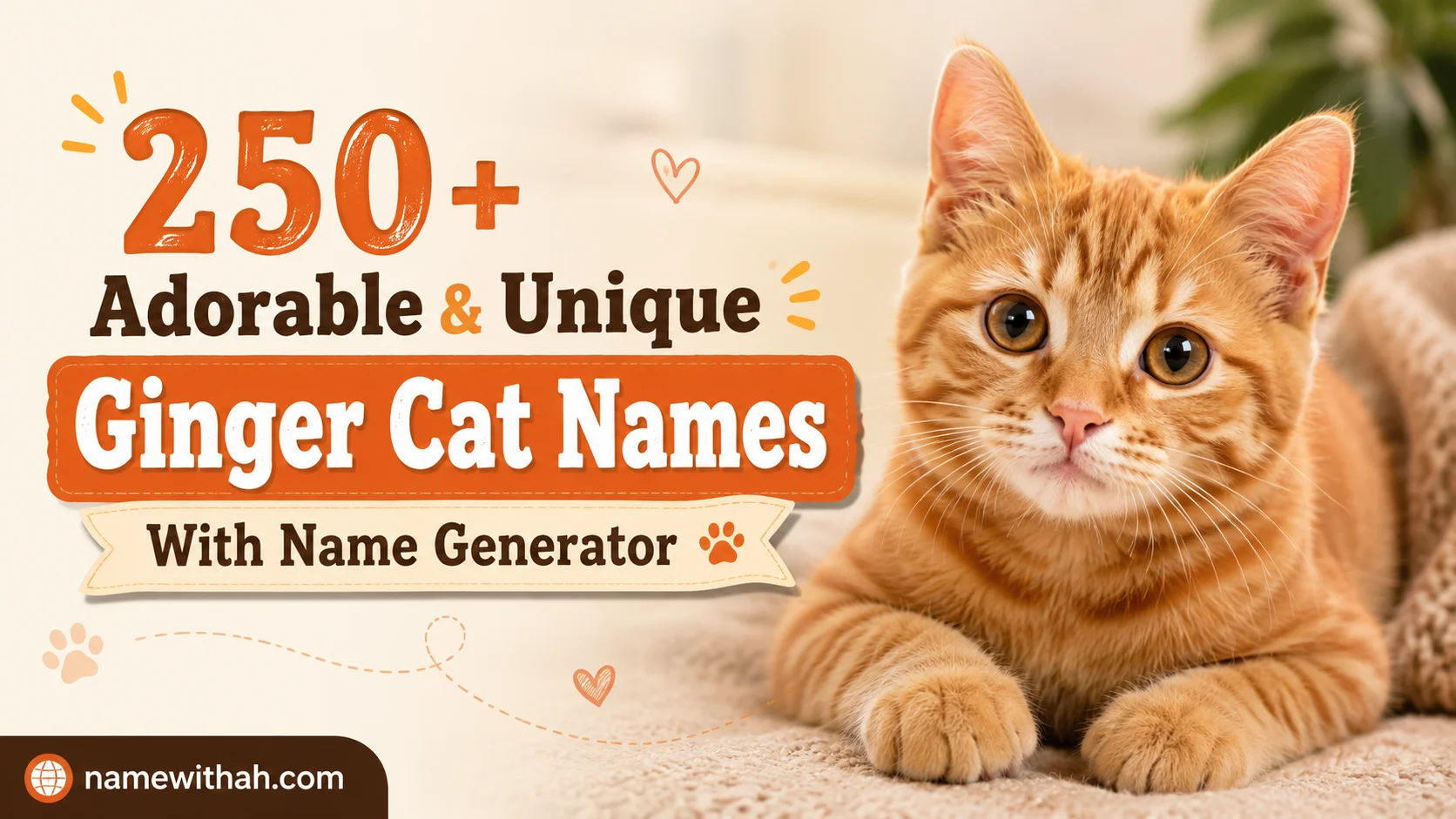 Adorable & Unique Ginger Cat Names With Name Generator